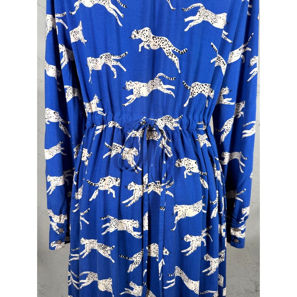 Anorak Love Print Love Planet Blue Leopard Shirt Dress Ecovero Womens M/Us8 View 6